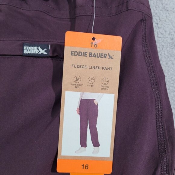 NEW Eddie Bauer Womens 16 Fleece-Lined Jogger Pants Purple - Picture 3 of 9